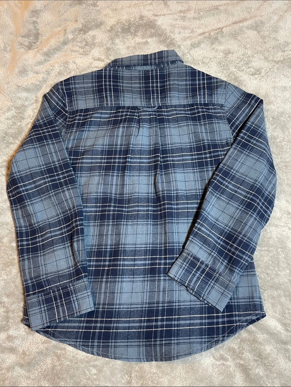 NWT Real Work Boys Blue Plaid Button Front Shirt